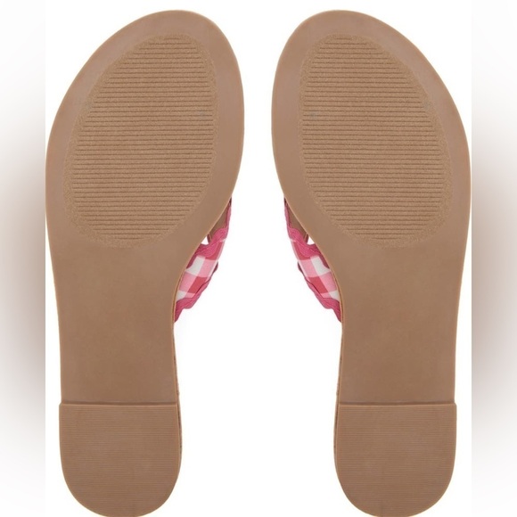 🆕Draper James Piper Flat Sandals Slides Raspberry Pink Gingham Ric Rac CLASSIC - Picture 6 of 8